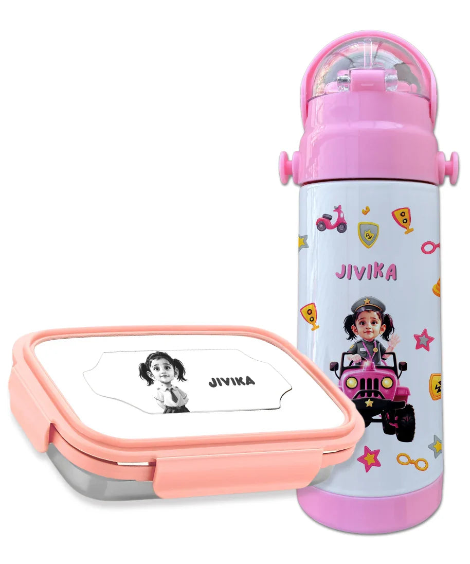 Personalized Tiffin and Bottle Combo – With Name & Photo