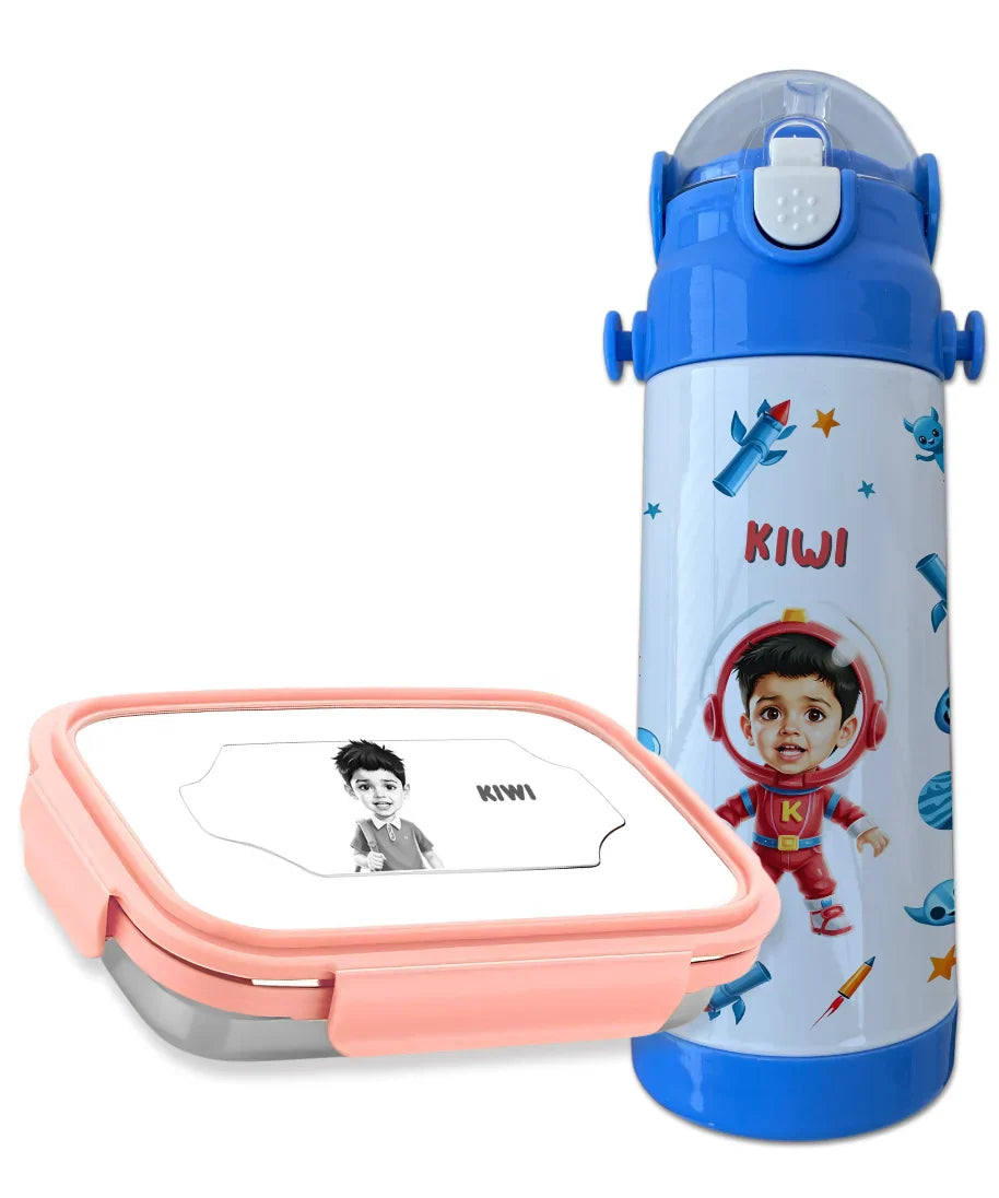 Personalized Tiffin and Bottle Combo – With Name & Photo