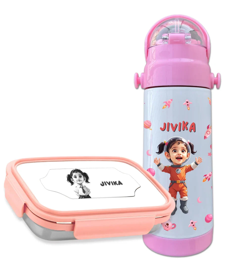 Personalized Tiffin and Bottle Combo – With Name & Photo