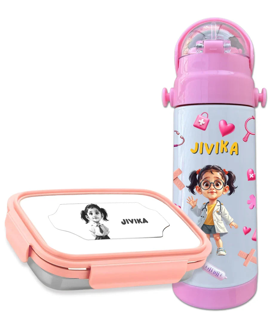 Personalized Tiffin and Bottle Combo – With Name & Photo