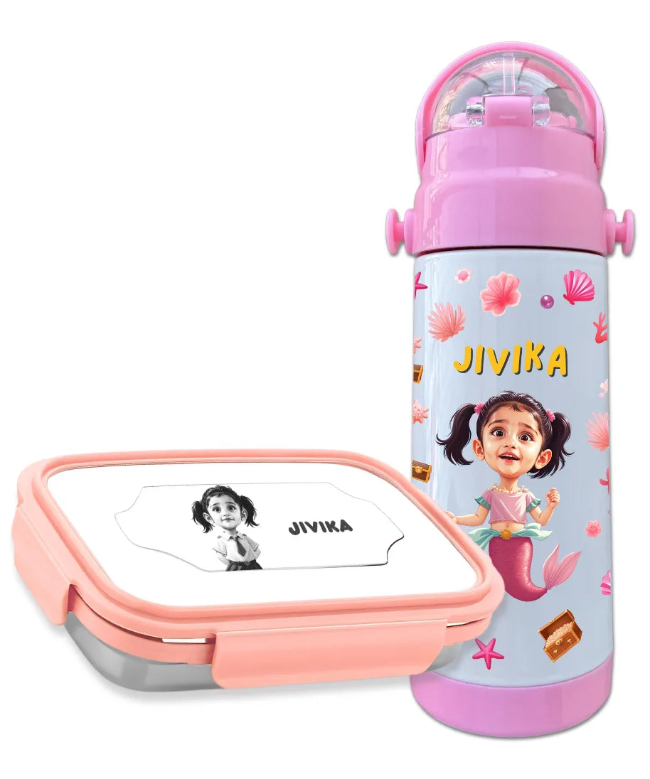 Personalized Tiffin and Bottle Combo – With Name & Photo