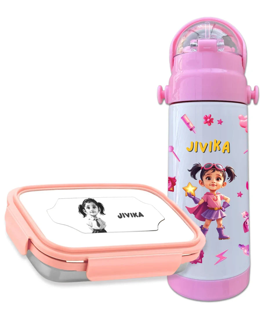 Personalized Tiffin and Bottle Combo – With Name & Photo