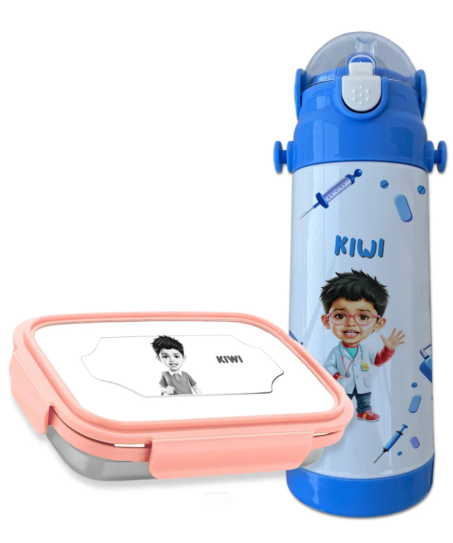 Personalized Tiffin and Bottle Combo – With Name & Photo